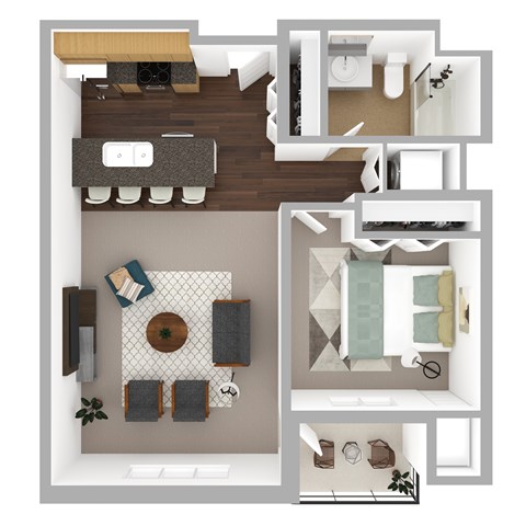 Floor plan for 1 bed, 1 bath, 774 sqft